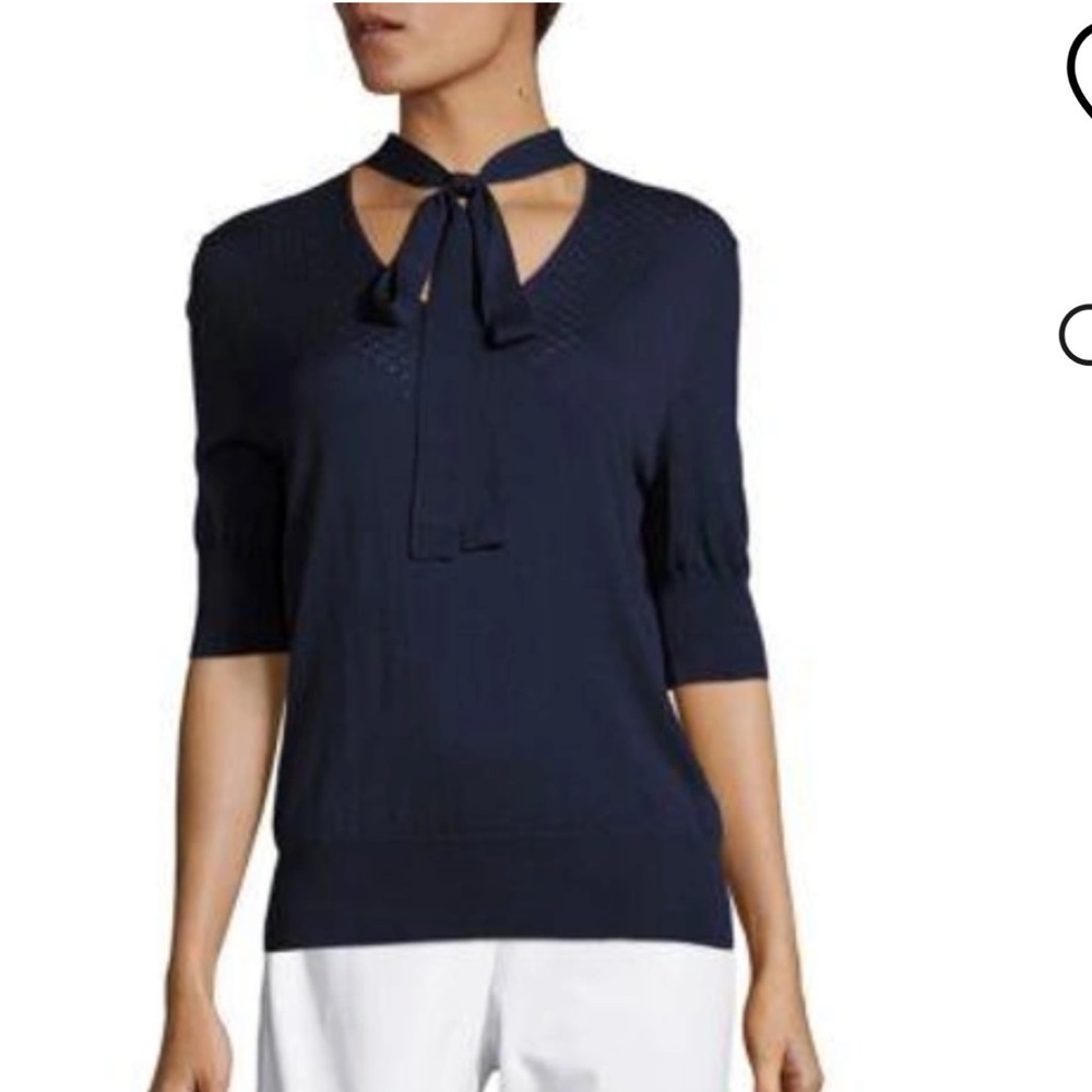 NWT CAROLINA HERRERA Bolero Cashmere Top in Navy
